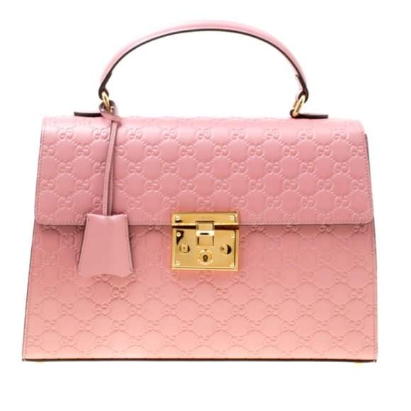 Gucci Handbags - Gucci Guccissima Leather Padlock Hand Bag in Pink